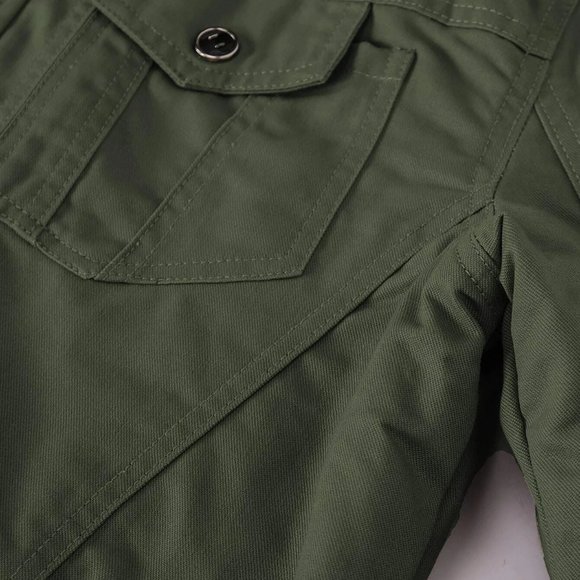 Casual Army Green Teddy Lined Men's Jacket Zipper - Picture 7 of 8